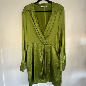 Lime Green Satin Reformation Dress